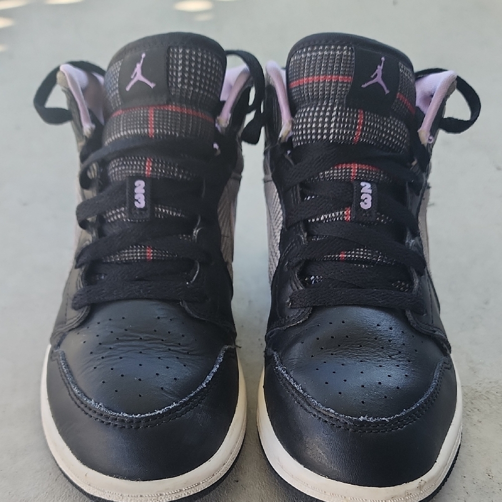 Jordan Kids Black and Pink Checkered Sneakers